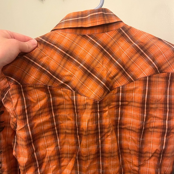 Roper Orange Plaid Western Shirt - Picture 5 of 15